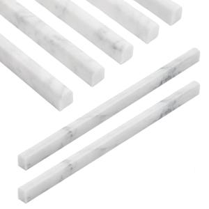 Carrara White Marble Pencil Liner Trim - 10 Pack
