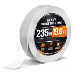 1.18" X 235" Heavy Duty Clear Double Sided Tape – Strong Double Sided Adhesive Tape – Wall Decoration, DIY, Office and Home Projects, No Tools Needed | Works on Tile, Glass, Wood, Metal, and Plastic