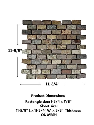 Peacock Slate Rustic 1x2 Tumbled Tile Sheet