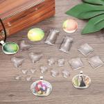 30Pcs Clear Rectangle Glass Dome Tiles