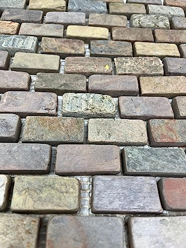 Peacock Slate Rustic 1x2 Tumbled Tile Sheet