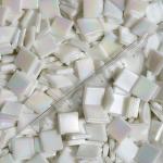Iridescent White Glass Mosaic Tiles - 0.59 Inch