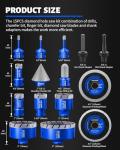 DAYDOOR Diamond Hole Saw Kit, 15-Piece Tile Hole Saw Kit 1/4" 5/16" 4/5" 1" 1-3/8" 2" 3" 4",Vacuum Brazed Core Drill Bits for Porcelain Tile, Granite, Marble, Stone(Blue)
