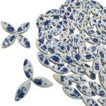 1.1lb Ceramic Mosaic Tiles for Crafts, Leaf Mosaic Pieces Porcelain Mosaic Tiles for Mosaic DIY, Stained Ceramics Supplies (Blue Flower)