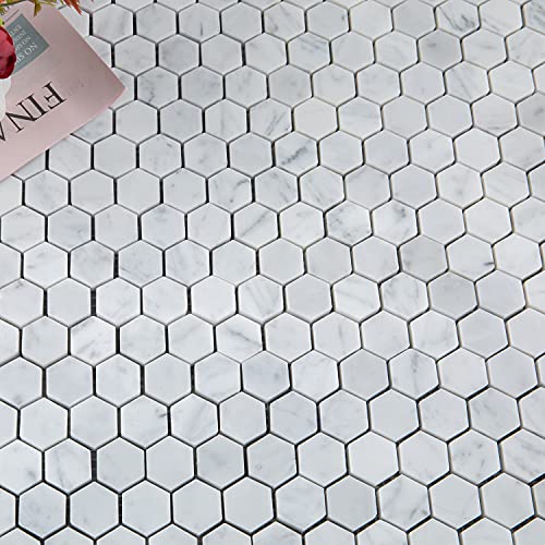 Carrara White Marble Mosaic Tile for Showers