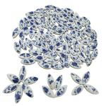 1.1lb Ceramic Mosaic Tiles for Crafts, Leaf Mosaic Pieces Porcelain Mosaic Tiles for Mosaic DIY, Stained Ceramics Supplies (Blue Flower)