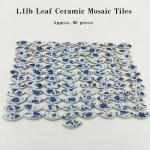 1.1lb Ceramic Mosaic Tiles for Crafts, Leaf Mosaic Pieces Porcelain Mosaic Tiles for Mosaic DIY, Stained Ceramics Supplies (Blue Flower)