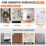 KORCCI Suction Cup Hooks for Shower-Max Load 10 LB, No Trace, Reusable & Removable, Small Clear Suction Hooks, for Tile, Glass, Window, Kitchen, Bathroom, Christmas Decor, Wreath, Lights, 2 Pack