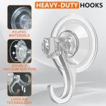 KORCCI Suction Cup Hooks for Shower-Max Load 10 LB, No Trace, Reusable & Removable, Small Clear Suction Hooks, for Tile, Glass, Window, Kitchen, Bathroom, Christmas Decor, Wreath, Lights, 2 Pack