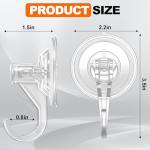 KORCCI Suction Cup Hooks for Shower-Max Load 10 LB, No Trace, Reusable & Removable, Small Clear Suction Hooks, for Tile, Glass, Window, Kitchen, Bathroom, Christmas Decor, Wreath, Lights, 2 Pack