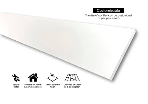 Solid White Engineered Marble Shower Curb Tile