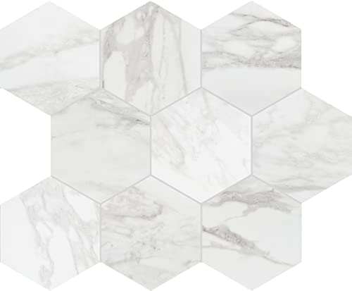 Daltile 8" Hexagon Matte White Porcelain Tile