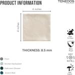 Tenedos Matte Ivory Porcelain Subway Zellige Look Tile – 4x4 Inches Wall and Floor, Backsplash for Kitchen, Bathroom, Shower,Fireplace Accent-for Restaurant Hotel Cafe Spa (1 Piece)