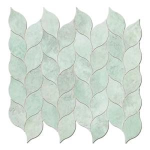 Tilingview 10-Sheet Peel and Stick Backsplash Tile for Kitchen, Self-Adhesive Mosaic Glossy Leaf Stick on Wall Tile with Gaps (Light Green)