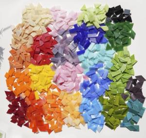 Lanyani 2.4lb Bulk Extra-Large Mosaic Glass Tiles, Opaque Stained Glass Tile Mosaic Pieces in Vibrant Mixed Colors, 4 Shapes for DIY Crafts and Hobbies