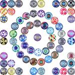 Aipridy 200 Pieces 12mm Mosaic Printed Glass Dome Cabochons Mixed Color Flower Pattern Half Round Crafts Mosaic Tiles for Photo Pendant Jewelry Making (12mm, Mosaic)