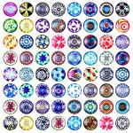 Aipridy 200 Pieces 12mm Mosaic Printed Glass Dome Cabochons Mixed Color Flower Pattern Half Round Crafts Mosaic Tiles for Photo Pendant Jewelry Making (12mm, Mosaic)