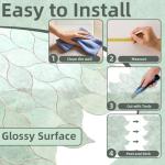 Tilingview 10-Sheet Peel and Stick Backsplash Tile for Kitchen, Self-Adhesive Mosaic Glossy Leaf Stick on Wall Tile with Gaps (Light Green)