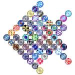 Aipridy 200 Pieces 12mm Mosaic Printed Glass Dome Cabochons Mixed Color Flower Pattern Half Round Crafts Mosaic Tiles for Photo Pendant Jewelry Making (12mm, Mosaic)