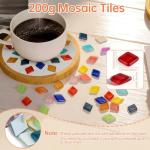 Mosaic Tiles, Mosaic Glass Tiles for Crafts Bulk, 200g Mixed Colors Tiny Crystal Glass Pieces, DIY Craft Kit for Adults, Making Supplies for Handmade Coasters, Vases, Home Decoration, Art Projects