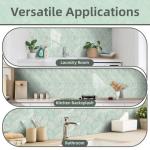 Tilingview 10-Sheet Peel and Stick Backsplash Tile for Kitchen, Self-Adhesive Mosaic Glossy Leaf Stick on Wall Tile with Gaps (Light Green)
