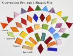 Lanyani 2.4lb Bulk Extra-Large Mosaic Glass Tiles, Opaque Stained Glass Tile Mosaic Pieces in Vibrant Mixed Colors, 4 Shapes for DIY Crafts and Hobbies