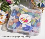 Lanyani 2.4lb Bulk Extra-Large Mosaic Glass Tiles, Opaque Stained Glass Tile Mosaic Pieces in Vibrant Mixed Colors, 4 Shapes for DIY Crafts and Hobbies