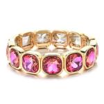 CYLRWSR Rose Colorful Glass Crystal Elastic Bracelet Enamel Stretch Rhinestone Bangle Tile Bead Bracelet For Women