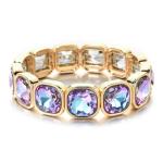 CYLRWSR Rose Colorful Glass Crystal Elastic Bracelet Enamel Stretch Rhinestone Bangle Tile Bead Bracelet For Women