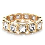 CYLRWSR Rose Colorful Glass Crystal Elastic Bracelet Enamel Stretch Rhinestone Bangle Tile Bead Bracelet For Women