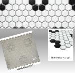 Tenedos Hexagon Matte White with Black Hexagon Flower Pattern Porcelain Mosaic Floor and Wall Tile for Kitchen Backsplash, Bathroom Walls, Accent Walls and Floors (10 Sheets)