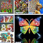 Youway Style Millefiori Mosaic Tiles for Crafts, Mosaic Glass Pieces,No-Hole Millefiori Glass Beads, Mosaic Kits for DIY Holiday Ornaments