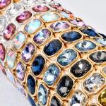 CYLRWSR Rose Colorful Glass Crystal Elastic Bracelet Enamel Stretch Rhinestone Bangle Tile Bead Bracelet For Women