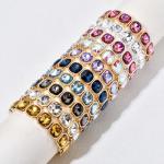 CYLRWSR Rose Colorful Glass Crystal Elastic Bracelet Enamel Stretch Rhinestone Bangle Tile Bead Bracelet For Women