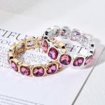 CYLRWSR Rose Colorful Glass Crystal Elastic Bracelet Enamel Stretch Rhinestone Bangle Tile Bead Bracelet For Women