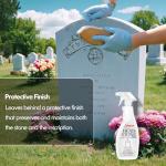 Headstone Cleaner for Graves & Memorials, Granite Cleaner, Removes Dirt & Plant Growth, Natural Luster to Restore & Guard Granite, Stone,Tile, Travertine, Concrete,Limestone,Slate,Marble 10.14 Fl Oz