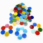 DIY Glass Round Mosaic Tiles, 100 Pieces Assorted Colors Stained Glass Flower Leaves Handmade Crafts, Decorations for Home, Kitchen,Bathroom Mosaic Projects, Easy for Beginners(2cm/0.8in)