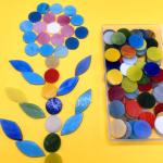 DIY Glass Round Mosaic Tiles, 100 Pieces Assorted Colors Stained Glass Flower Leaves Handmade Crafts, Decorations for Home, Kitchen,Bathroom Mosaic Projects, Easy for Beginners(2cm/0.8in)