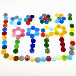 DIY Glass Round Mosaic Tiles, 100 Pieces Assorted Colors Stained Glass Flower Leaves Handmade Crafts, Decorations for Home, Kitchen,Bathroom Mosaic Projects, Easy for Beginners(2cm/0.8in)