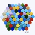 DIY Glass Round Mosaic Tiles, 100 Pieces Assorted Colors Stained Glass Flower Leaves Handmade Crafts, Decorations for Home, Kitchen,Bathroom Mosaic Projects, Easy for Beginners(2cm/0.8in)