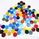 DIY Glass Round Mosaic Tiles, 100 Pieces Assorted Colors Stained Glass Flower Leaves Handmade Crafts, Decorations for Home, Kitchen,Bathroom Mosaic Projects, Easy for Beginners(2cm/0.8in)