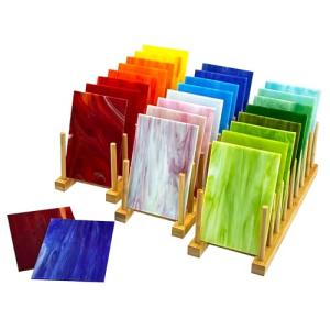 Unicoshape 26 Sheets Opaque Stained Glass Kit for Beginners - 6 x 4 Inch Colored Opalescent Art Glass for Mosaic Art, DIY Starter Projects & Craft Supplies - Easy to Cut & Shape