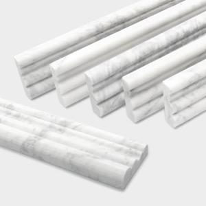 5-Pack Carrara White Marble Chair Rail Trim Molding, 2.5" x 12" Honed Natural Stone Border Tile Edge Trim Molding for Kitchen Bathroom Shower Backsplash Wall