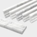 5-Pack Carrara White Marble Chair Rail Trim Molding, 2.5" x 12" Honed Natural Stone Border Tile Edge Trim Molding for Kitchen Bathroom Shower Backsplash Wall