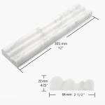 5-Pack Carrara White Marble Chair Rail Trim Molding, 2.5" x 12" Honed Natural Stone Border Tile Edge Trim Molding for Kitchen Bathroom Shower Backsplash Wall