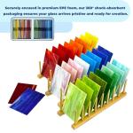 Unicoshape 26 Sheets Opaque Stained Glass Kit for Beginners - 6 x 4 Inch Colored Opalescent Art Glass for Mosaic Art, DIY Starter Projects & Craft Supplies - Easy to Cut & Shape