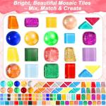 Tetutor Glass Mosaic Tiles for Crafts Bulk with B7000 Glue,700g Irregular Tiny Mosaic Glass Pieces for Mosaic Projects,DIY Mosaic Art Decor