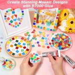 Tetutor Glass Mosaic Tiles for Crafts Bulk with B7000 Glue,700g Irregular Tiny Mosaic Glass Pieces for Mosaic Projects,DIY Mosaic Art Decor