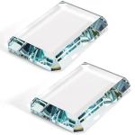 Nagpew 2 Pack Rectangle Paperweight, Clear Glass Letterweight, Transparent Decorative Block Tiles for Home Office Desktop Decor, Crafts, Projects, Ornaments, Books