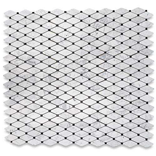 Carrara White Marble Rhomboid Mosaic Shower Tile
